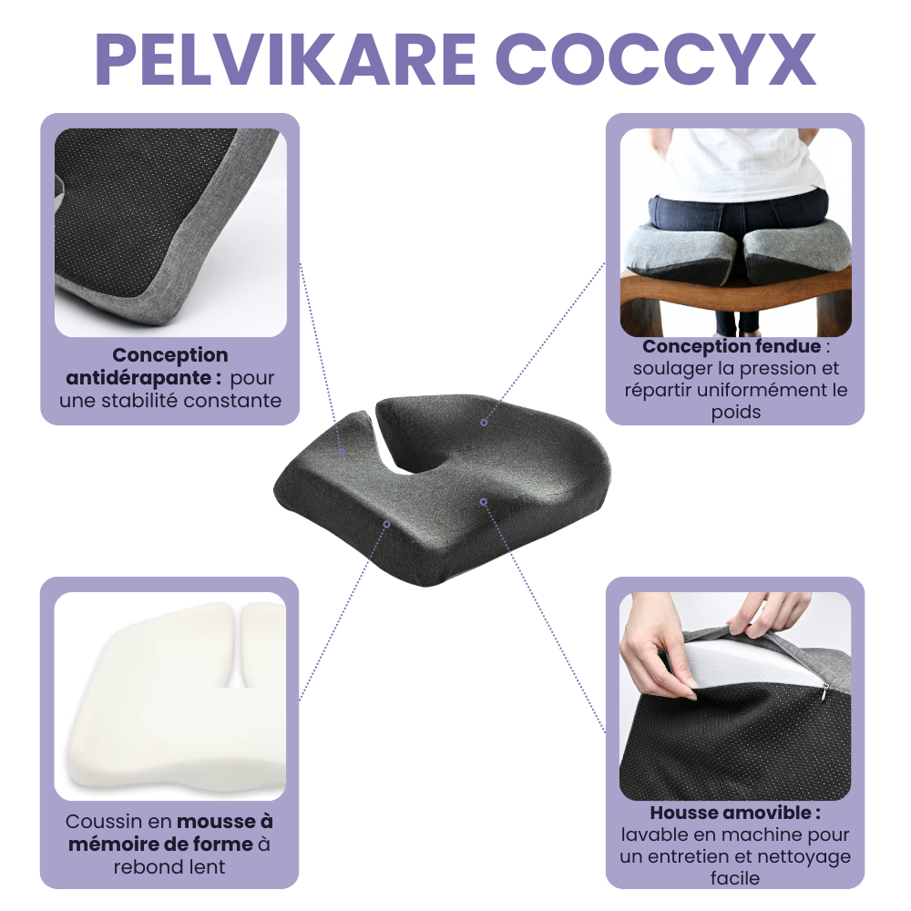 PelviKare Coccyx - Coussin mémoire de forme pour le coccyx