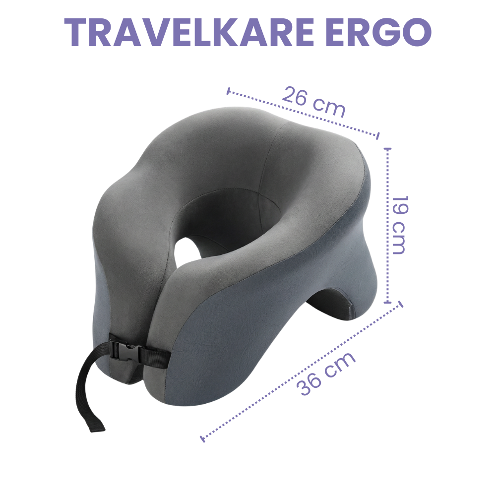TravelKare Ergo - Oreiller de voyage ergonomique à mémoire de forme
