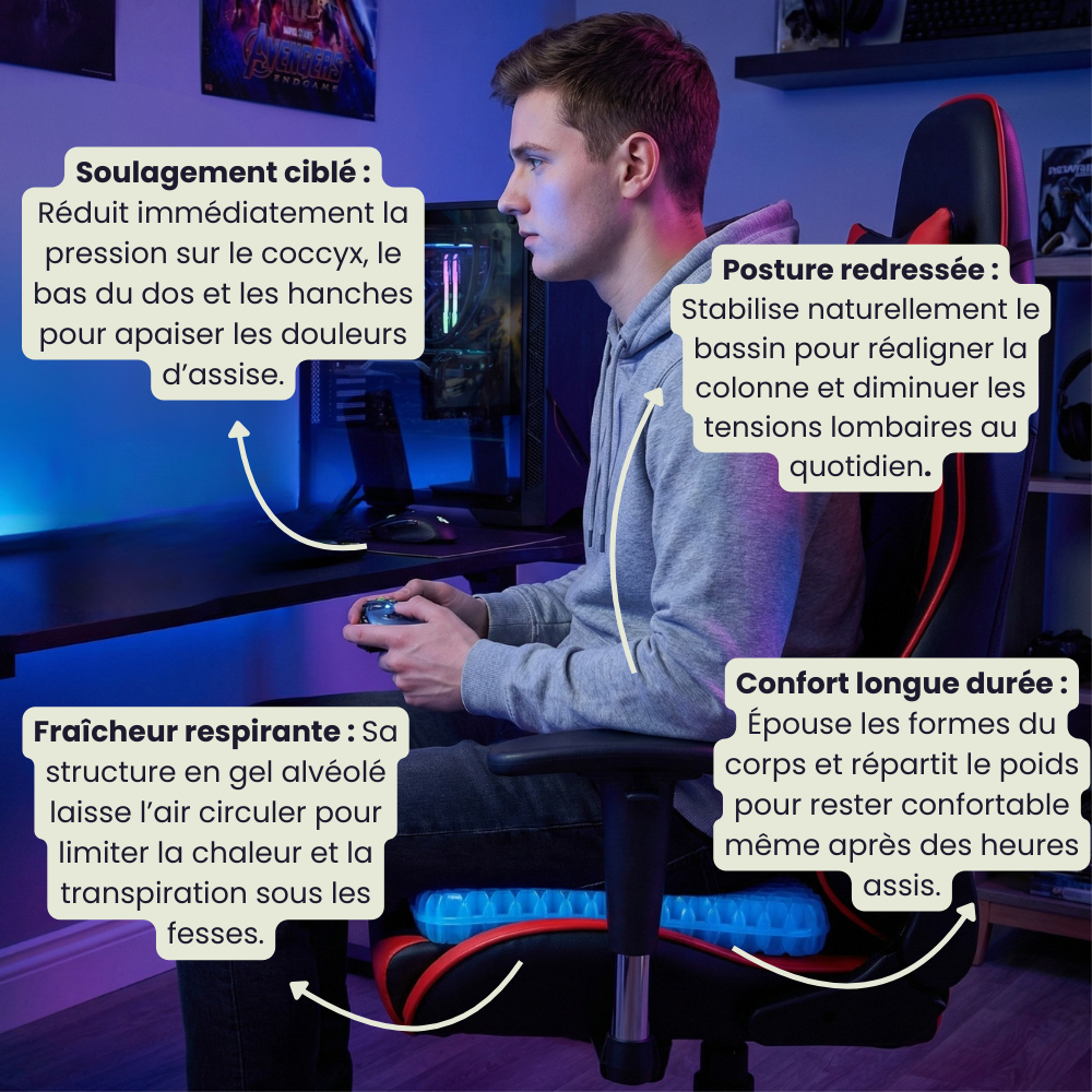 PelviKare Gel - Coussin d'assise ergonomique